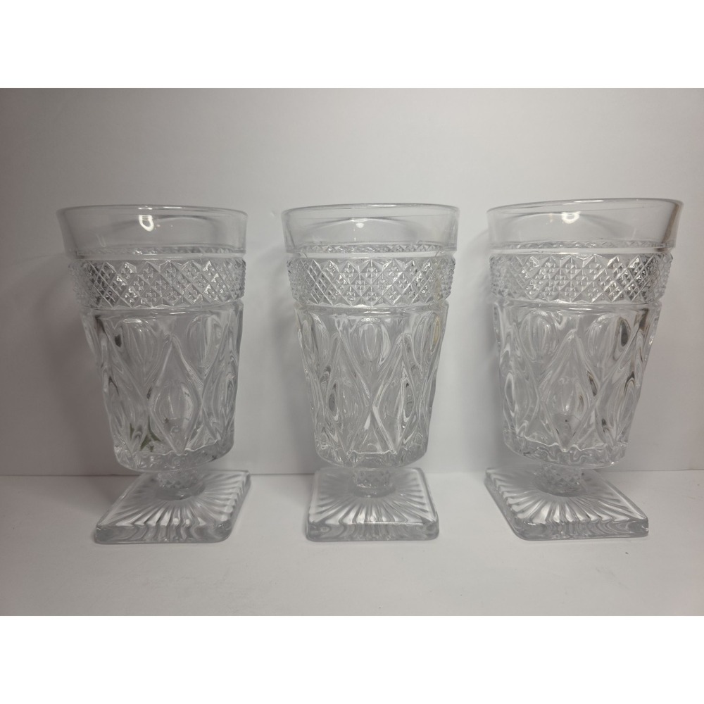 Imperial Glass Cape Cod Glass Footed Iced‎ Tea Goblets 6'' Set of 3